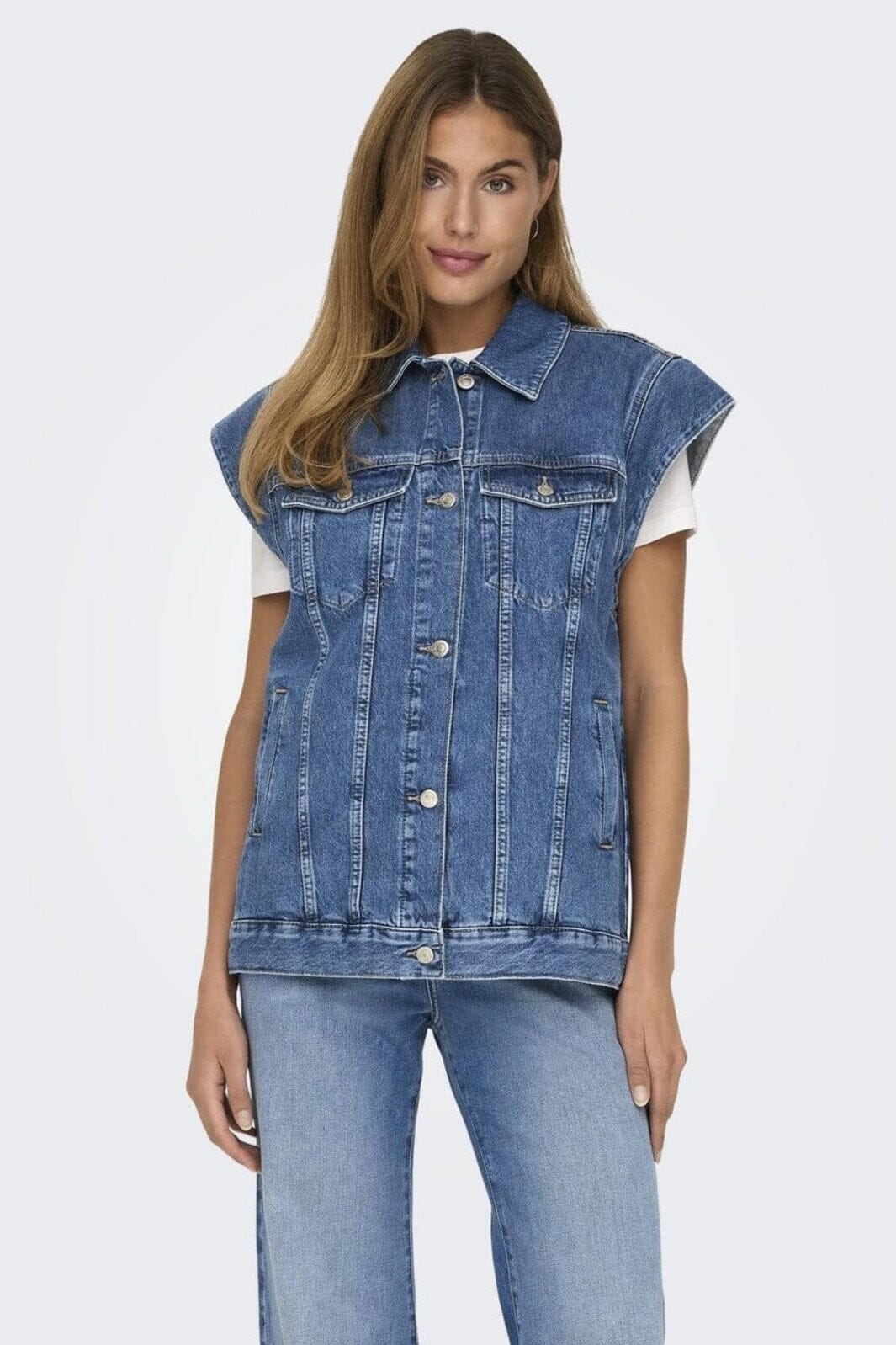 Only - Onlirene S/L Waistcoat Cro - 4536345 Medium Blue Denim
