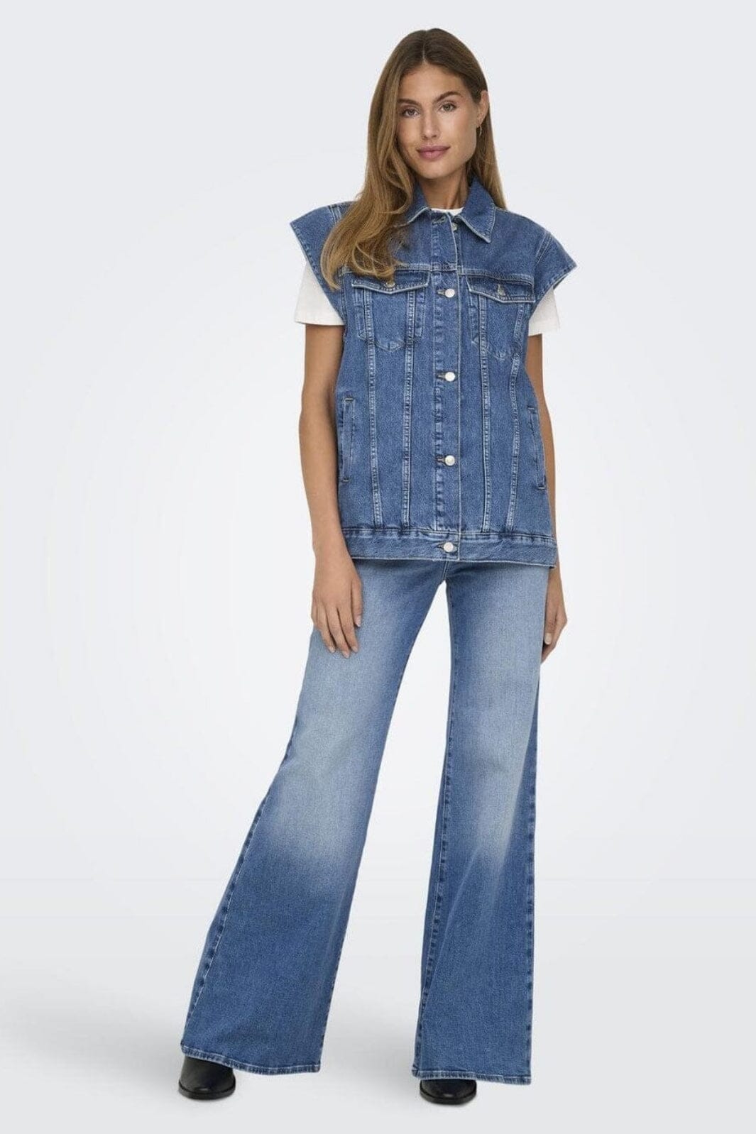 Only - Onlirene S/L Waistcoat Cro - 4536345 Medium Blue Denim