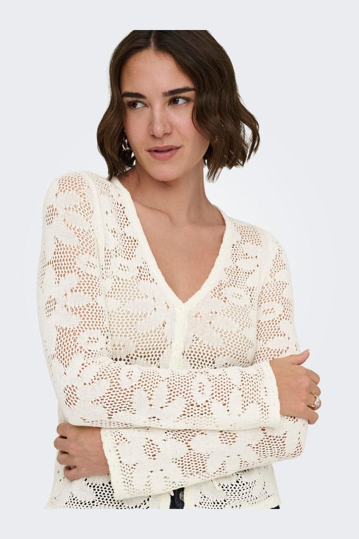 Only - Onlisabel Life Ls Fitted Cardigan Cc Knt - 4972383 Birch Dtm Button