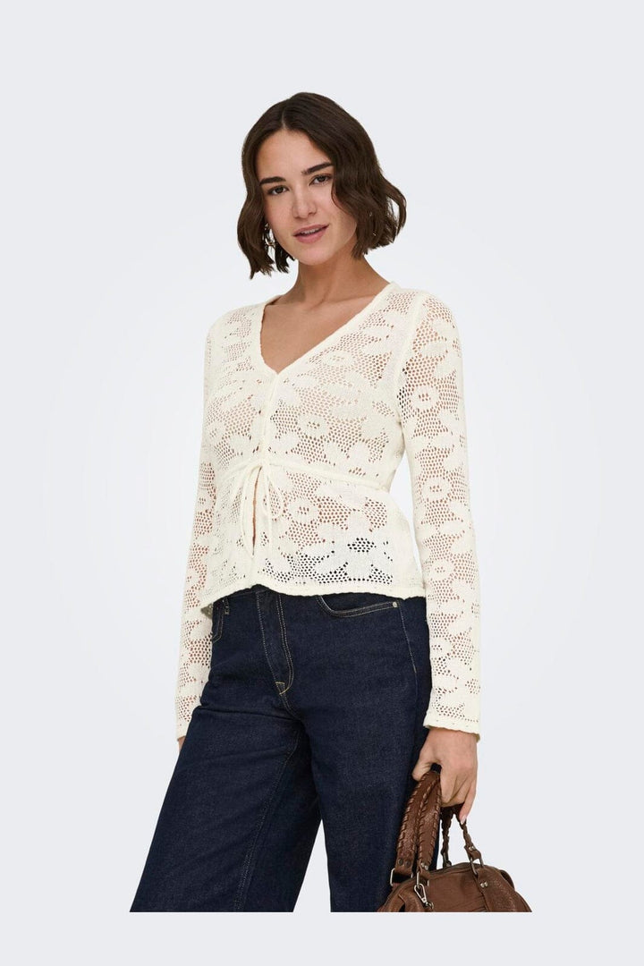 Only - Onlisabel Life Ls Fitted Cardigan Cc Knt - 4972383 Birch Dtm Button