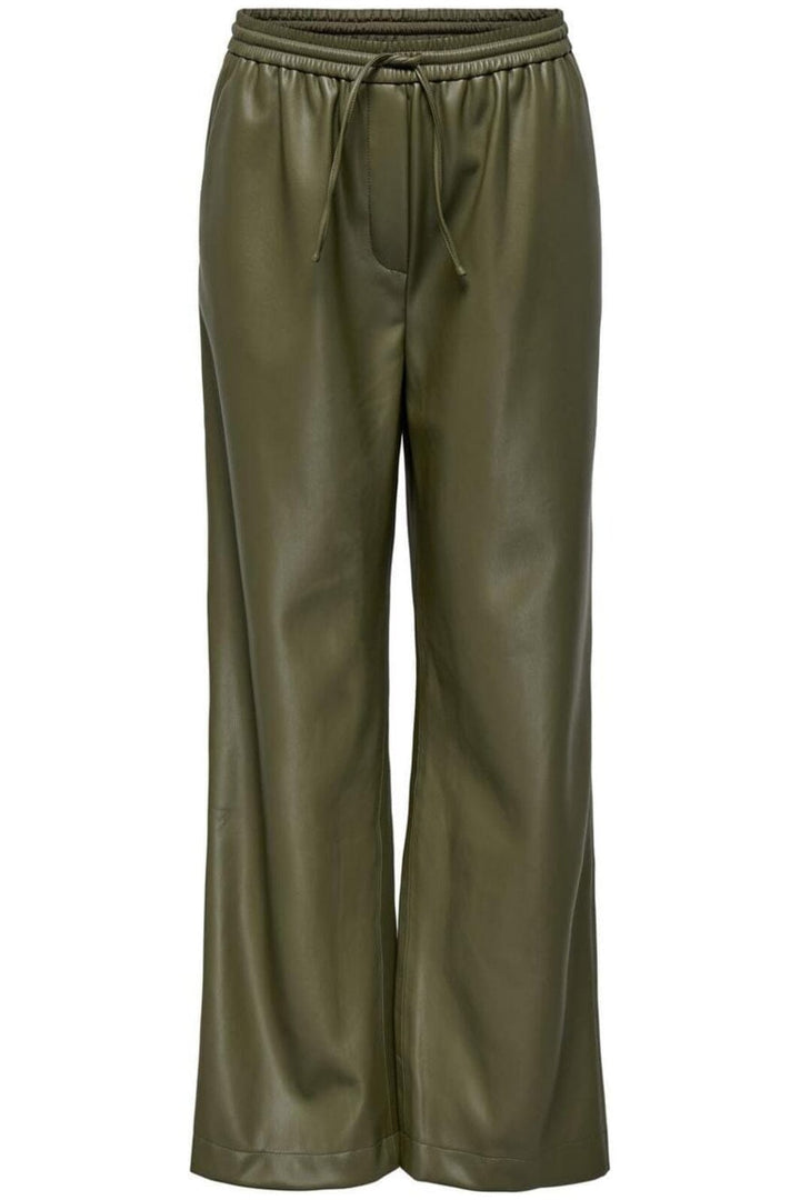 Only - Onljovana Faux Leather Trackpant - 4757191 Winter Moss
