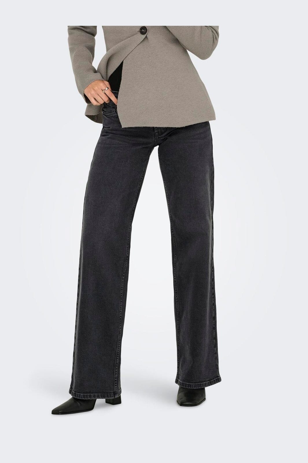 Only - Onljudy Lw Wide Leg Tai Epp - 4680454 Washed Black