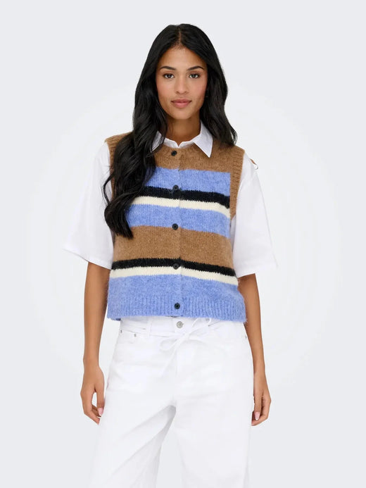 Only - Onlkallie Sl Button Vest Knt - 4946901 Toasted Coconut Ultramarine/Mel/Black/Babys/Black Button Veste 