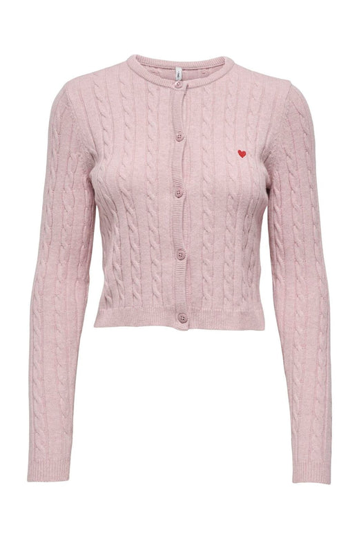 Only - Onlkatia Ls Cable Button Cardigan Cc Knt - 4947409 Burnished Lilac Mel/True Red Heart Emb/Dtm Button