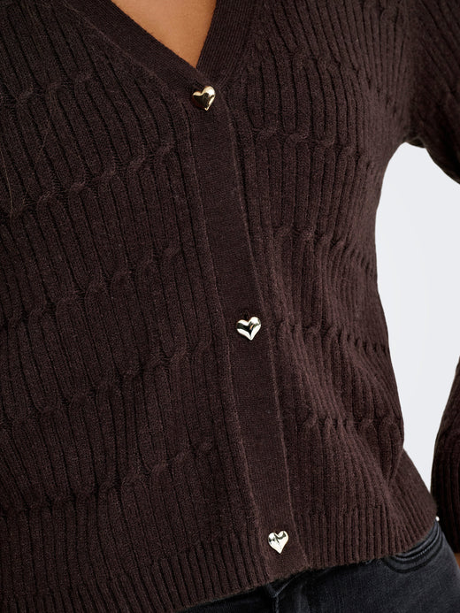 Only - Onlkatia Ls Cable V-Neck Cardi Knt Nca - 4861012 Black Coffee