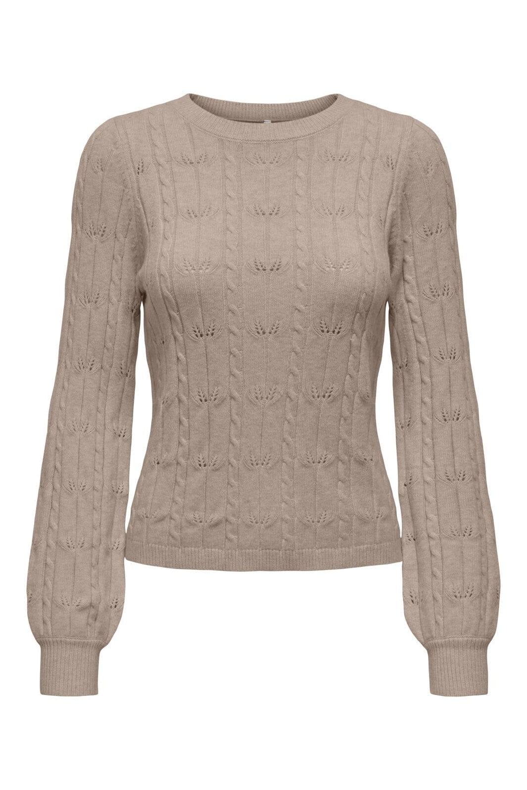 Only - Onlkatia Ls Structure O-Neck Pull Cc Knt - 4959914 Mocha Meringue Melange
