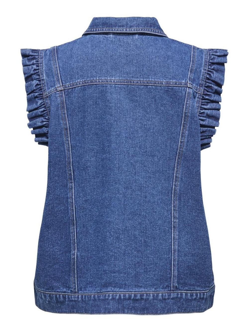 Only - Onlkennedy Sl Frill Waistcoat - 4888188 Medium Blue Denim