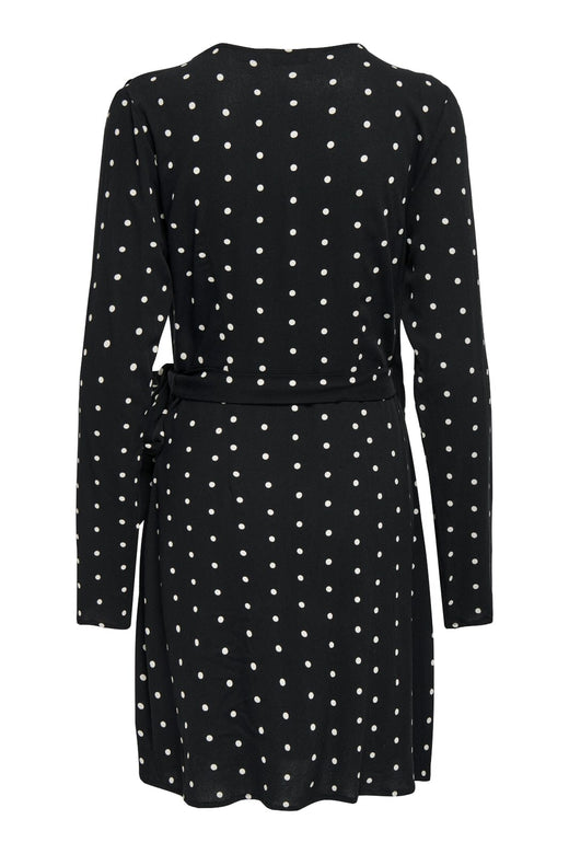 Only - Onlkeshav L/S V-Neck Wrap Dress - 4959209 Black Dots Kjoler 