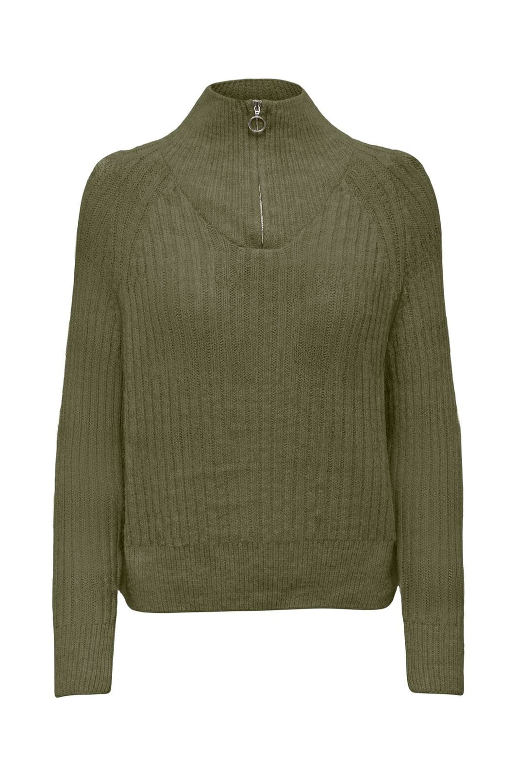 Only - Onlleise Freya Ls Zip High Neck Knt - 4762327 Winter Moss