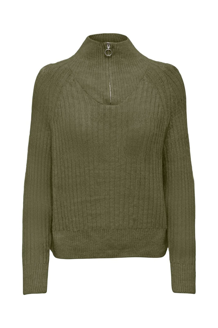 Only - Onlleise Freya Ls Zip High Neck Knt - 4762327 Winter Moss