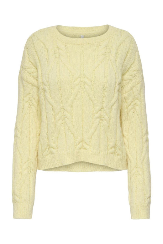 Only - Onllemina Life Ls Cable O-Neck Knt - 4944057 Pastel Yellow