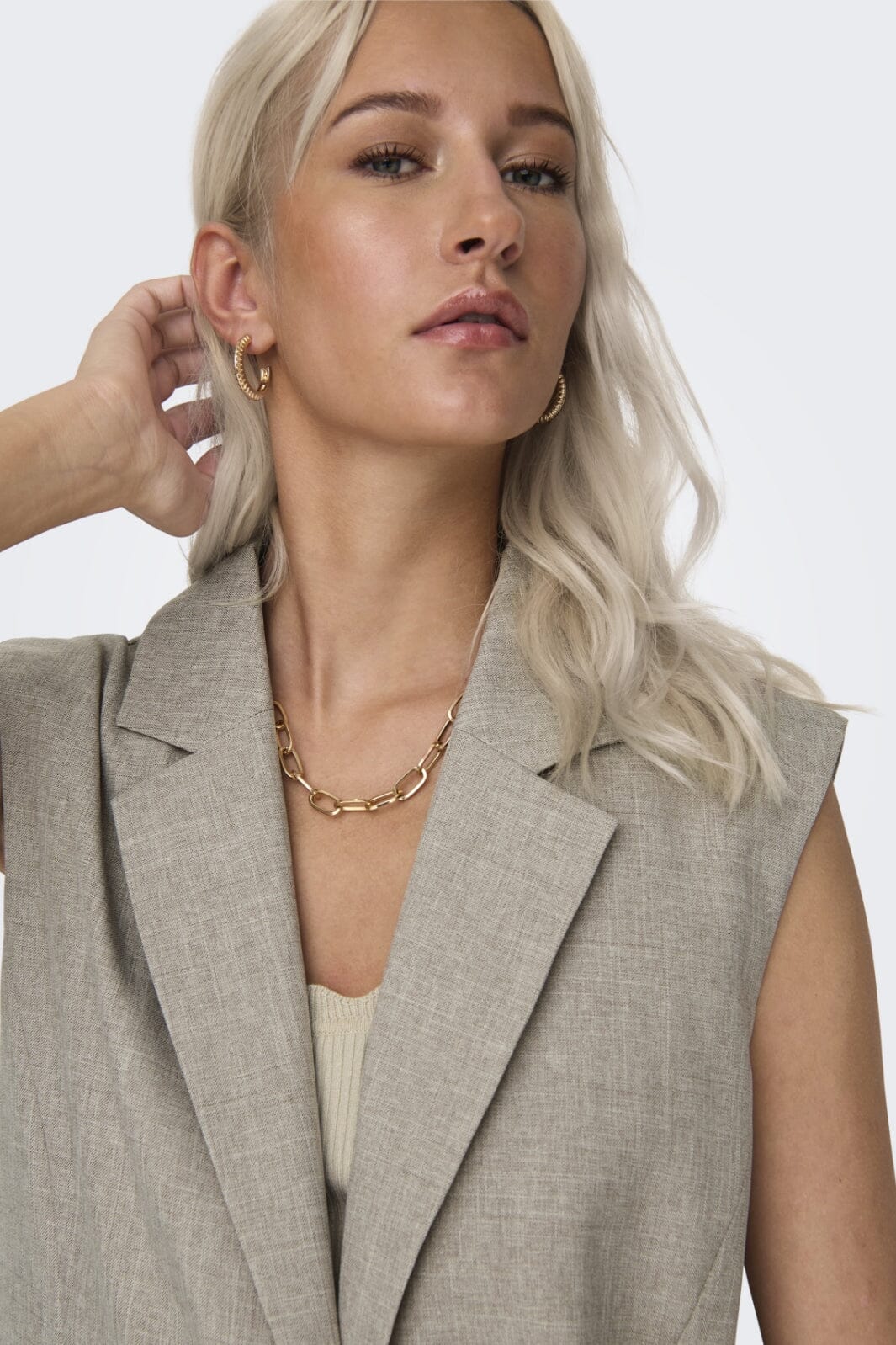 Only - Onllinda S/L Mel Oversize Waistcoat Tlr 15314265 - 4414878 - Fungi Melange