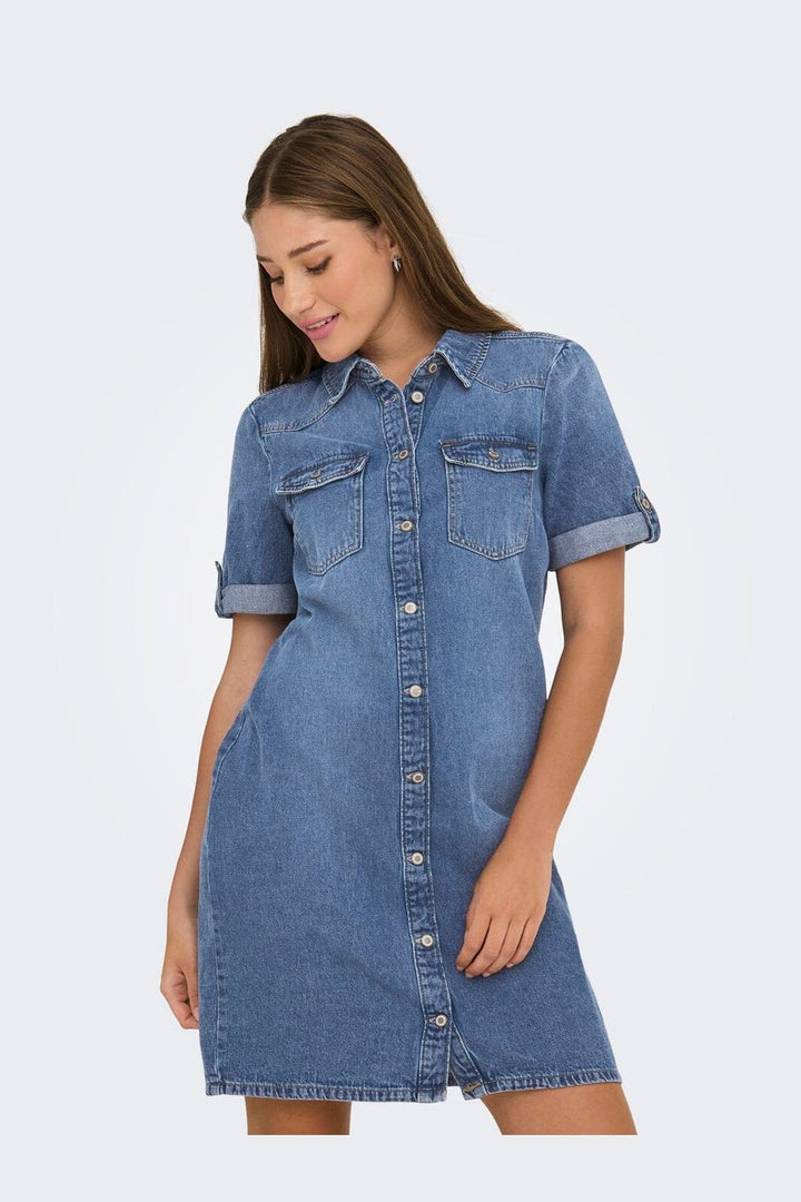 Only - Onllisa S/S Dress Gua - 4806216 Medium Blue Denim