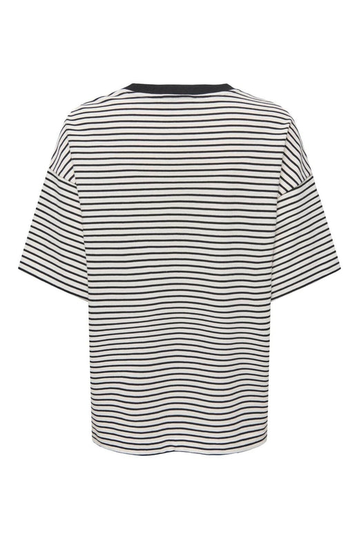 Only - Onllisa Stripe S/S Top - 5190512 Cloud Dancer Thin Black Stripes