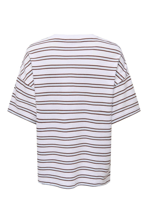 Only - Onllisa Stripe S/S Top - 5190513 Cloud Dancer Blue / Brown Stripes