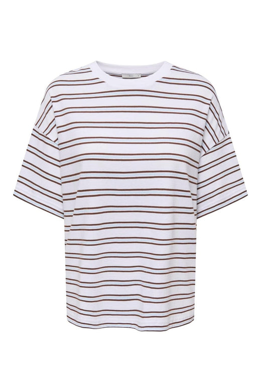 Only - Onllisa Stripe S/S Top - 5190513 Cloud Dancer Blue / Brown Stripes