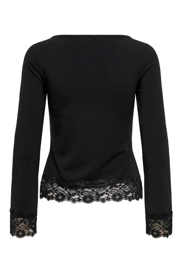 Only - Onllive Love L/S O-Neck Lace Top - 5130880 Black Dtm Lace