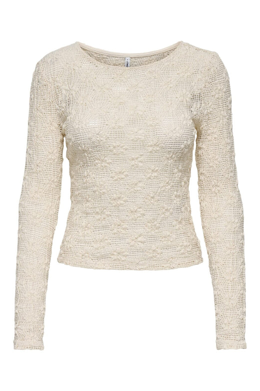 Only - Onllola L/S O-Neck Lace Top - 4841538 Birch