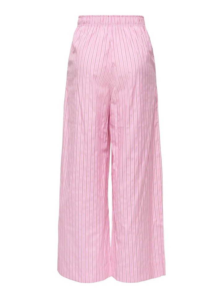Only - Onlloris Striped Wide Pull Up Pants - 4988487 Lilac Sachet Spiced Apple Bukser 