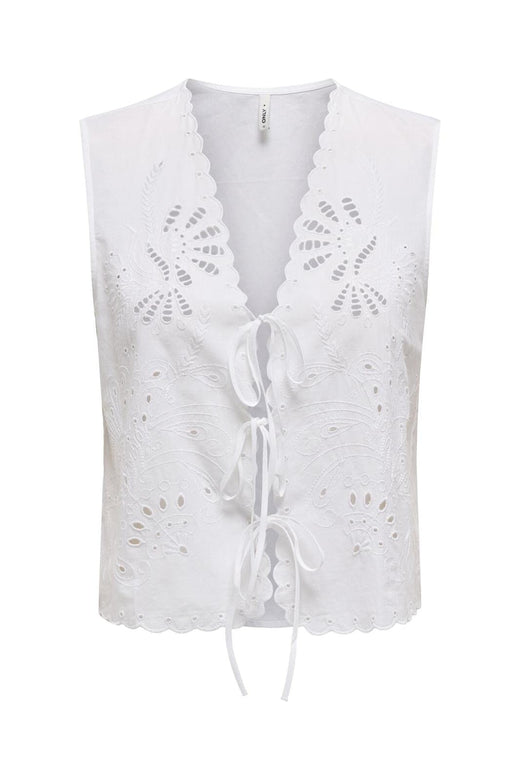 Only - Onllou Life Emb S/L Tie Vest - 4738167 Bright White