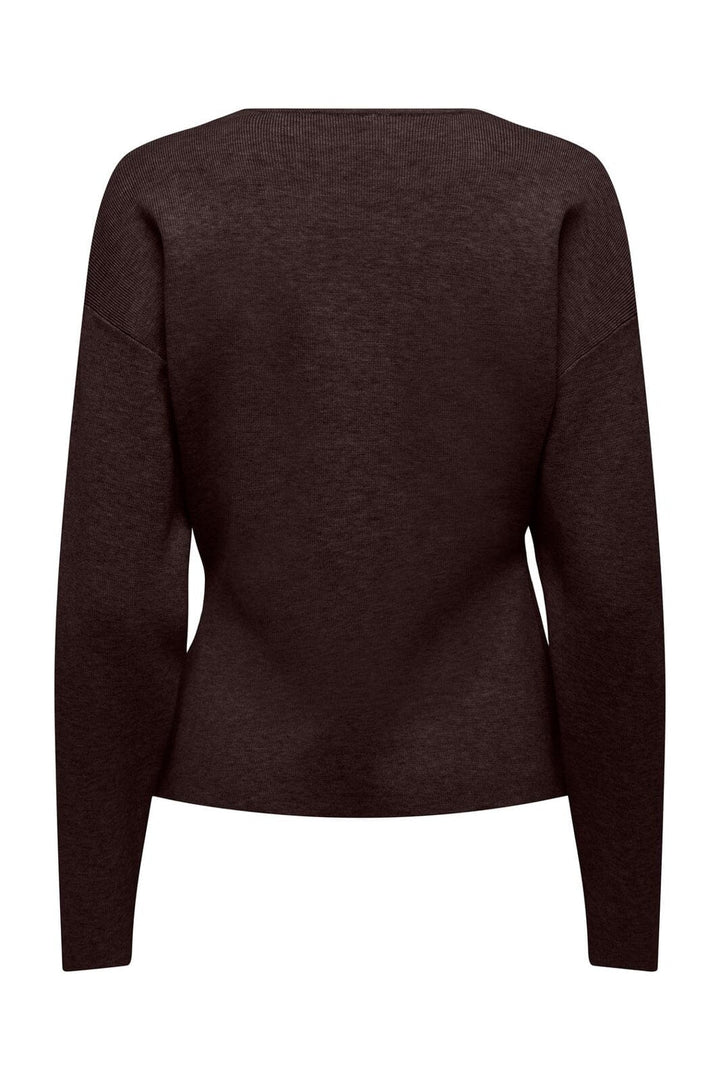 Only - Onllucy Ls O-Neck Cardigan Knt - 5081459 Chocolate Torte Dtm Buttons