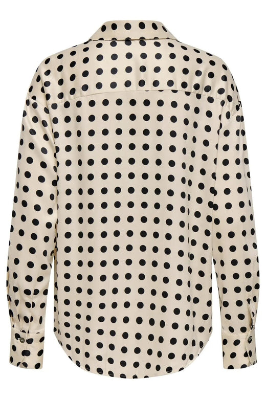 Only - Onllydia L/S Satin Shirt - 4990914 Frosted Almond Black Dots Skjorter 