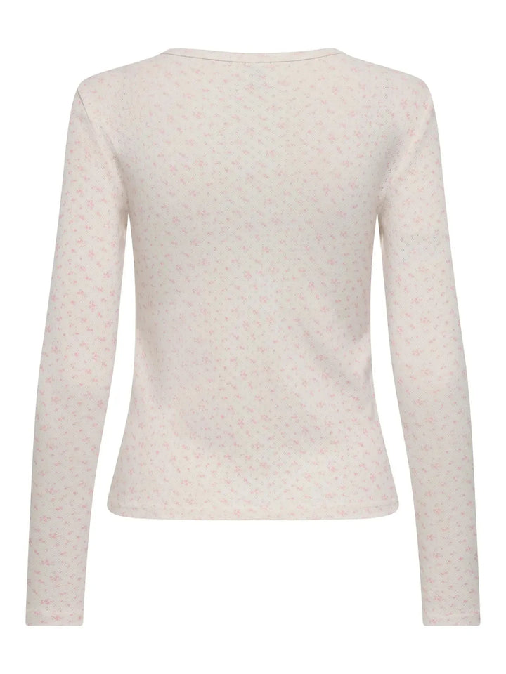 Only - Onlmadison L/S O-Neck Top - 4969690 Cloud Dancer Gry Flower Romance Rose Bluser 