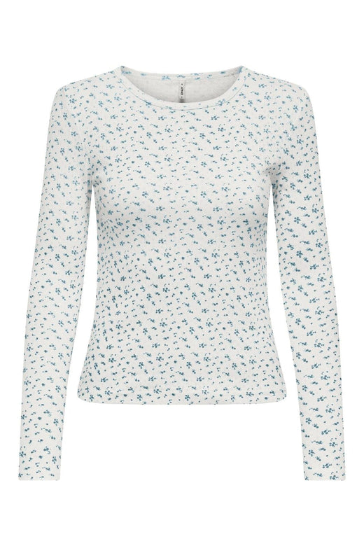 Only - Onlmadison L/S O-Neck Top - 5080716 Cloud Dancer Gry Flower Winter Sky