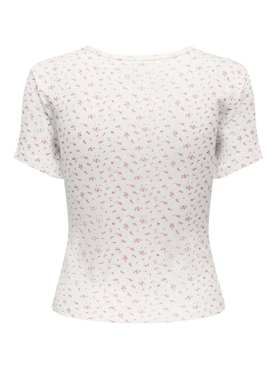 Only - Onlmadison S/S O-Neck Baby Tee - 5011783 Cloud Dancer Gry Flower Romance Rose T-shirts 