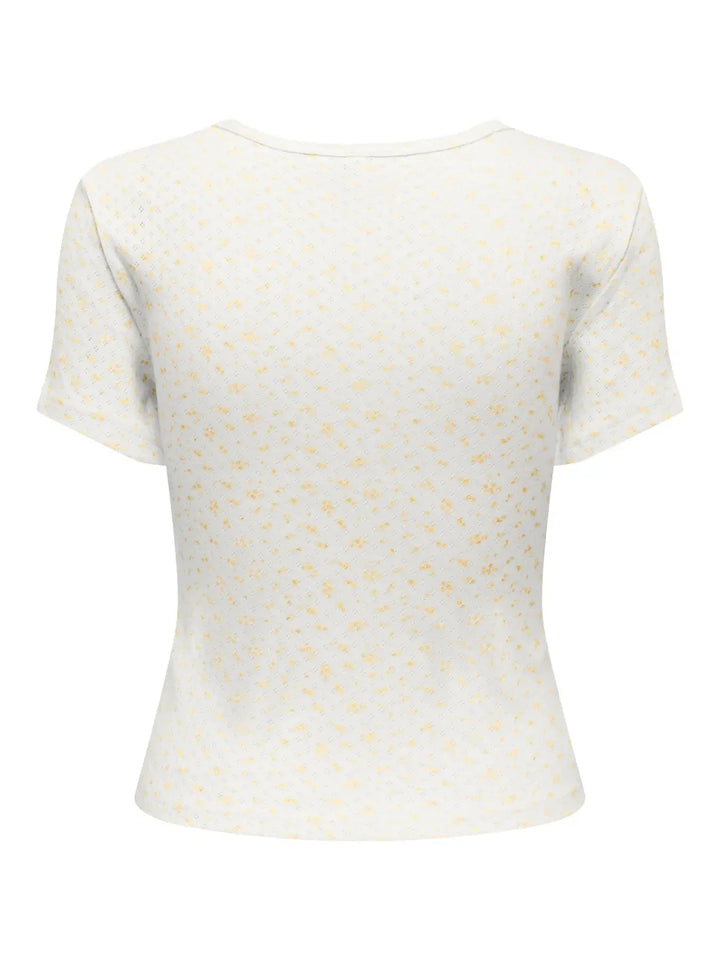 Only - Onlmadison S/S O-Neck Baby Tee - 5011785 Cloud Dancer Gry Flower Sunlight T-shirts 