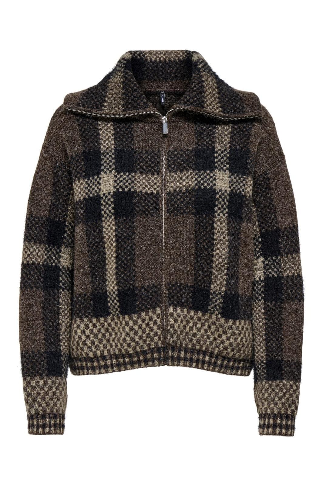 Only - Onlmaroon Ls Zip Collar Cardigan Knt - 4928995 Black Chocolate Martini/Biscotti/Mel