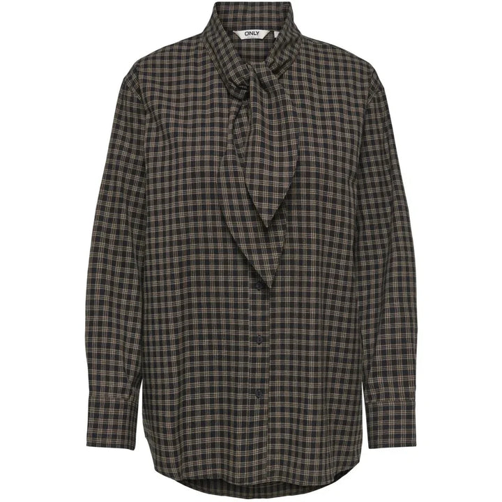 Only - Onlmaylin L/S Scarf Check Shirt - 5144286 Black Harvest Check Tørklæder 
