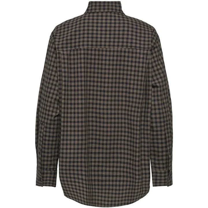 Only - Onlmaylin L/S Scarf Check Shirt - 5144286 Black Harvest Check Tørklæder 