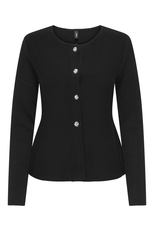 Only - Onlmelli Ls O-Neck Button Cardi Knt - 4912478 Black Silver Buttons
