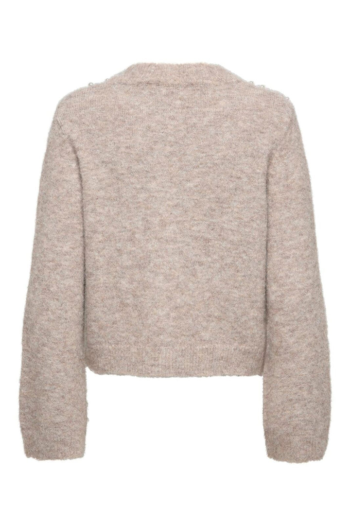 Only - Onlmiggie Ls O-Neck Pearl Cardi Knt - 5039863 Malt Ball Melange/Fmop