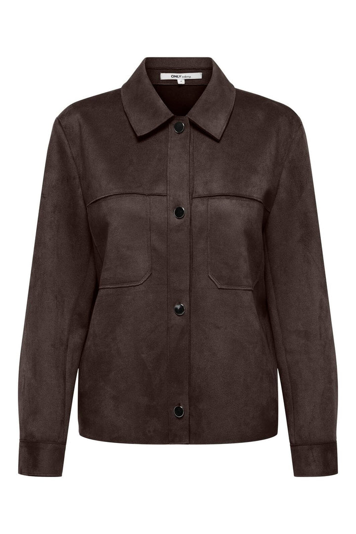 Only - Onlmira L/S Faux Suede Shirt - 4962108 Coffee Bean
