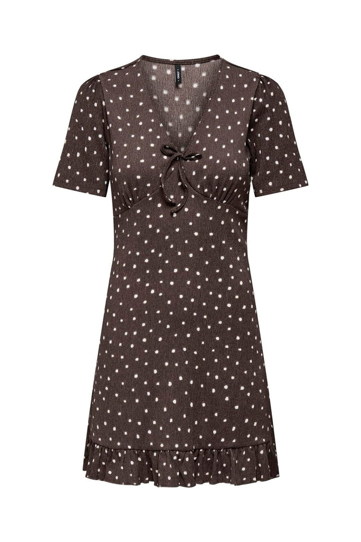 Only - Onlmolly S/S V-Neck Dress - 4989235 Shopping Bag Cloud Dancer Dots (Milly)