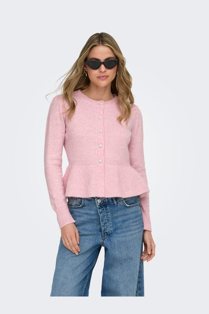Only - Onlmonique Life Ls Peplum Cardi Knt - 5026560 Romance Rose Melange