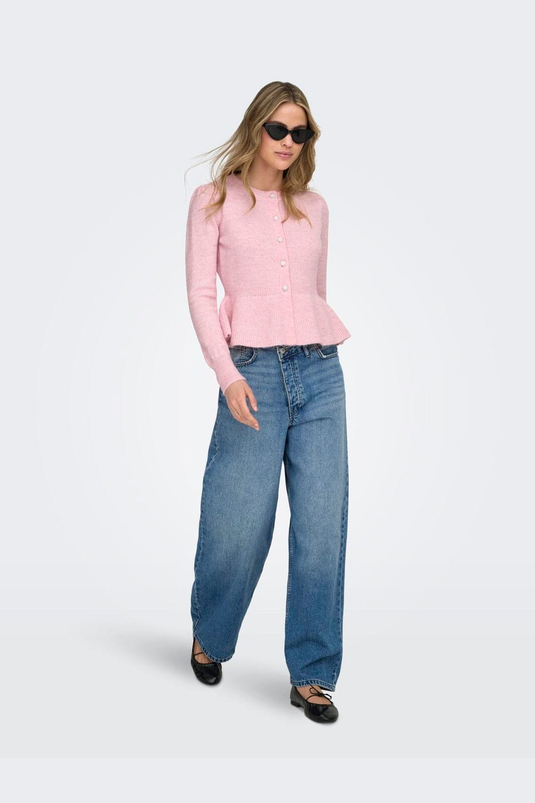 Only - Onlmonique Life Ls Peplum Cardi Knt - 5026560 Romance Rose Melange