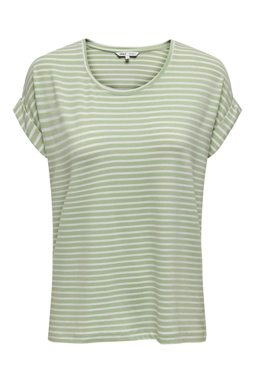 Only - Onlmoster Stripe S/S O-Neck Top - 4693929 Laurel Green Cloud Dancer