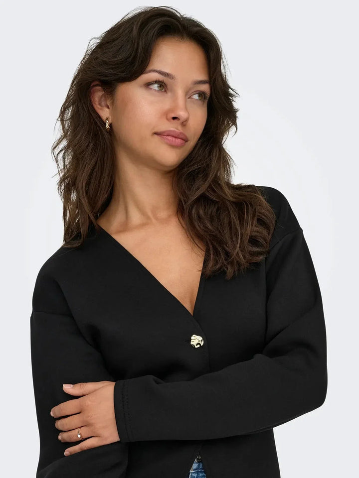 Only - Onlnaomi L/S Cardigan Swt - 4912045 Black Gold Buttons Cardigans 