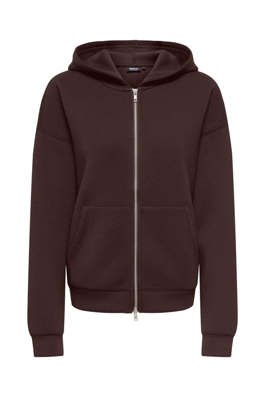 Only - Onlnaomi L/S Two-Way Zip Hoodie Swt - 5112667 Coffee Bean
