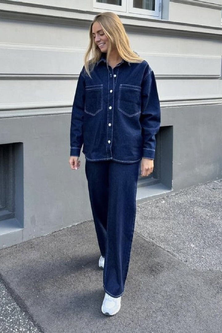 Only - Onlnehva Solid Wide Azg - 4608298 Dark Blue Denim