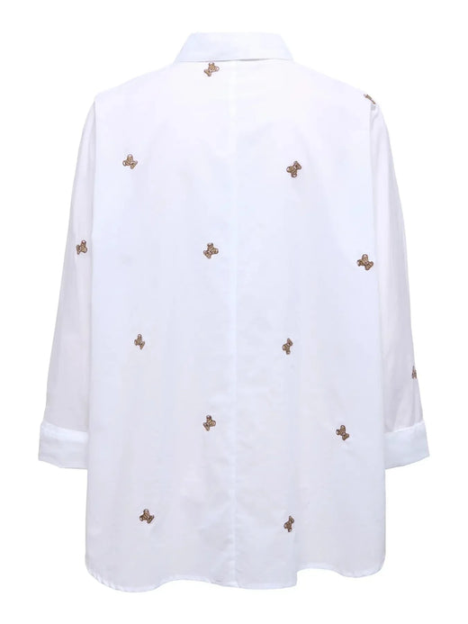 Only - Onlnew Lina Grace Ls Emb Shirt - 4965858 Bright White Light Teddy Skjorter 