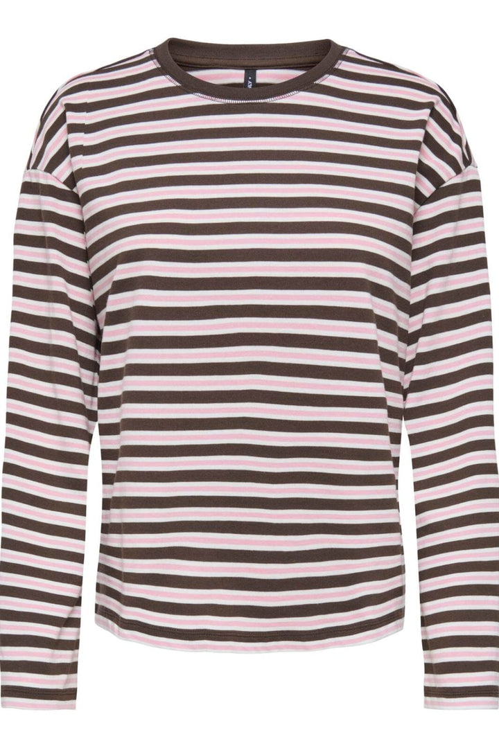 Only - Onlnew Soph L/S O-Neck Top Box - 5094622 Black Coffee Orchid Pink + Cloud Dancer (Ida) Bluser 