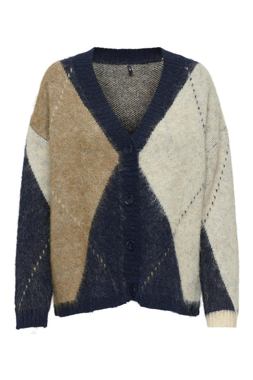 Only - Onlnoeme Jq Ls Life Cardi V-Neck Knt - 4806805 Night Sky Cocoa Créme/Biscotti Melange