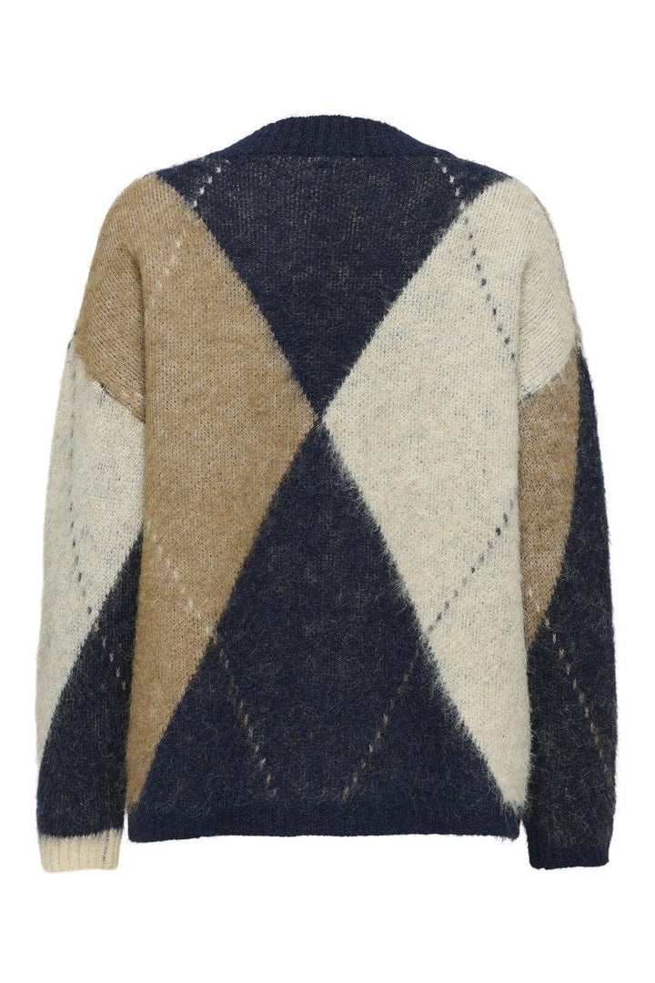 Only - Onlnoeme Jq Ls Life Cardi V-Neck Knt - 4806805 Night Sky Cocoa Créme/Biscotti Melange