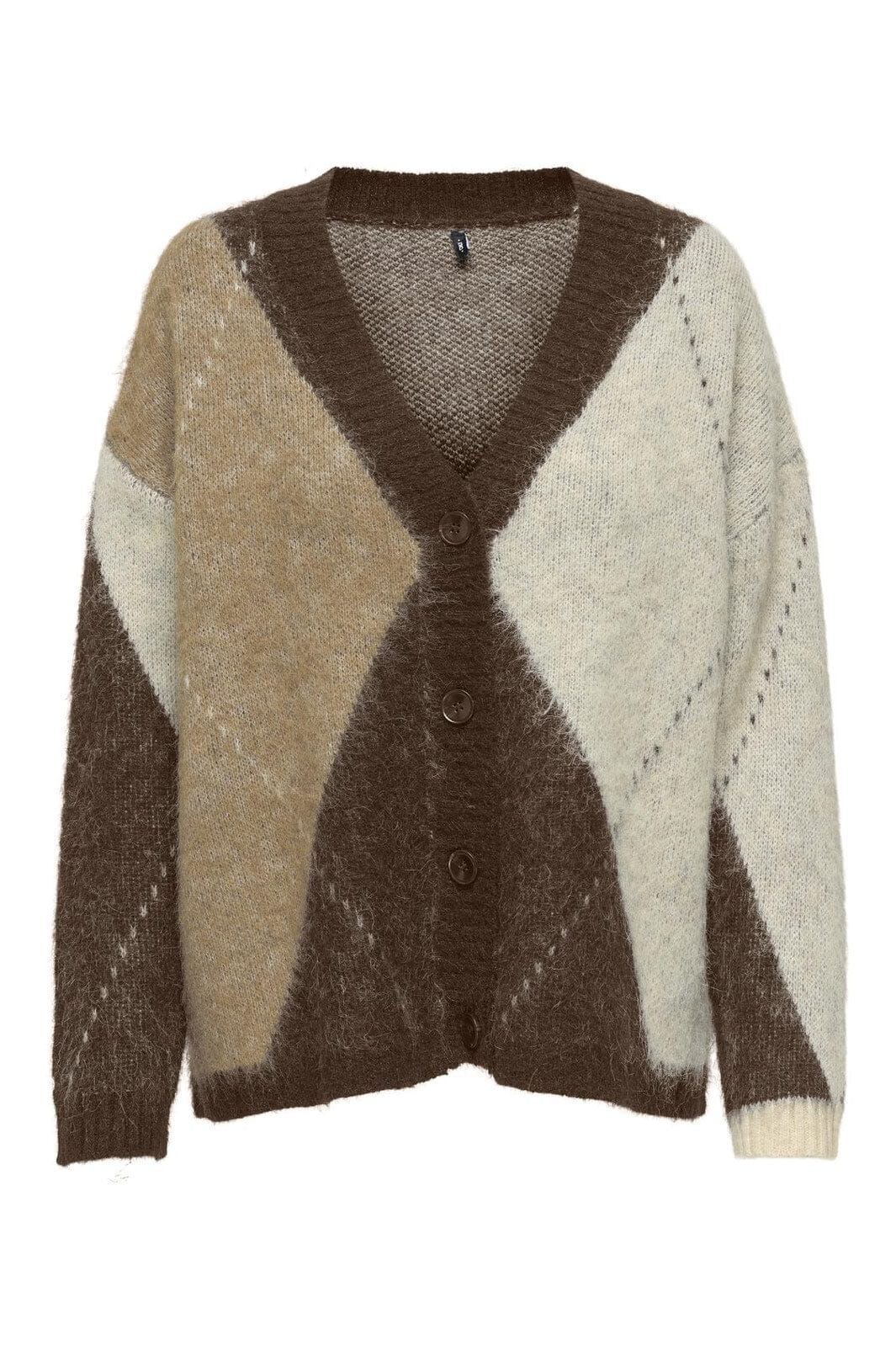 Only - Onlnoeme Jq Ls Life Cardi V-Neck Knt - 4895257 Chestnut Cocoa Créme/Biscotti Melange