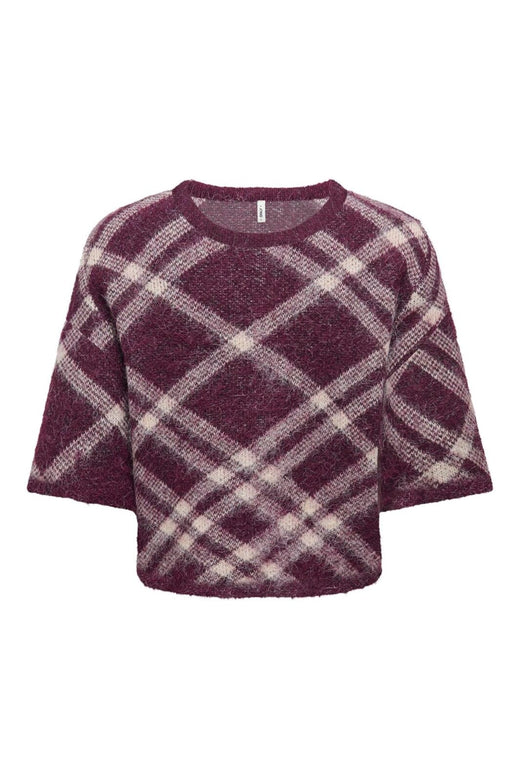 Only - Onlnoeme Ss Pattern O-Neck Knt - 5182114 Fig Check/Oatmeal/Mel