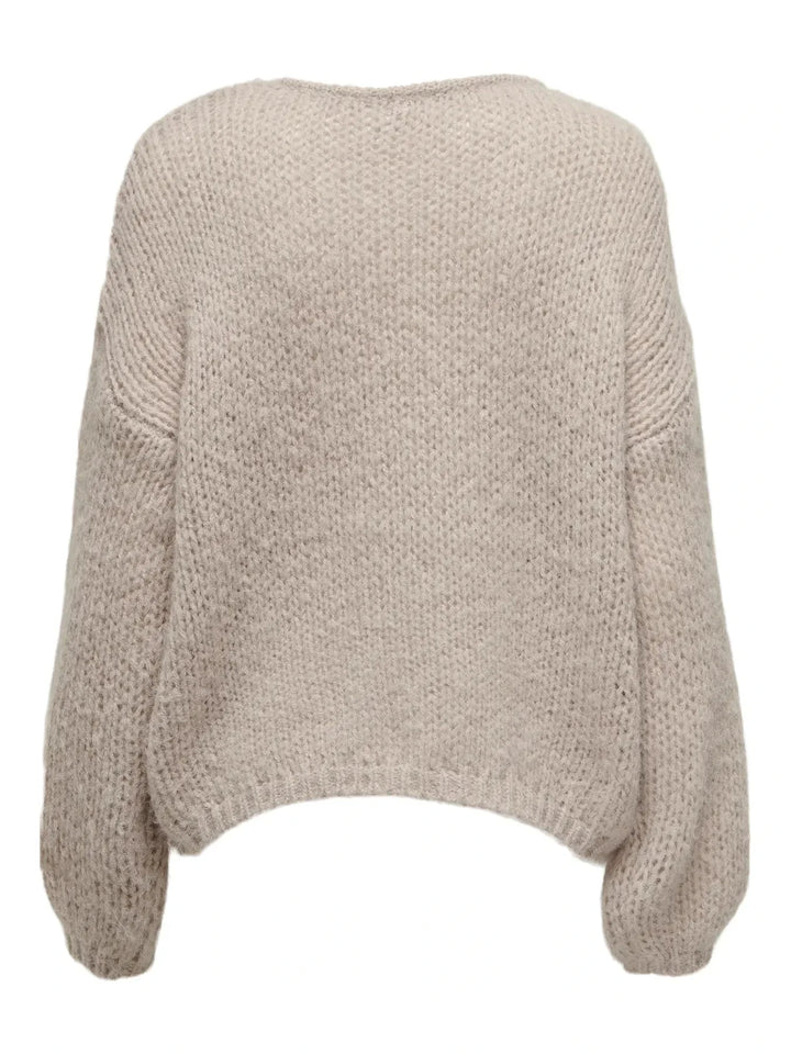 Only - Onlnordic Life Ls O-Neck Knt - 4339937 Humus Strikbluser 